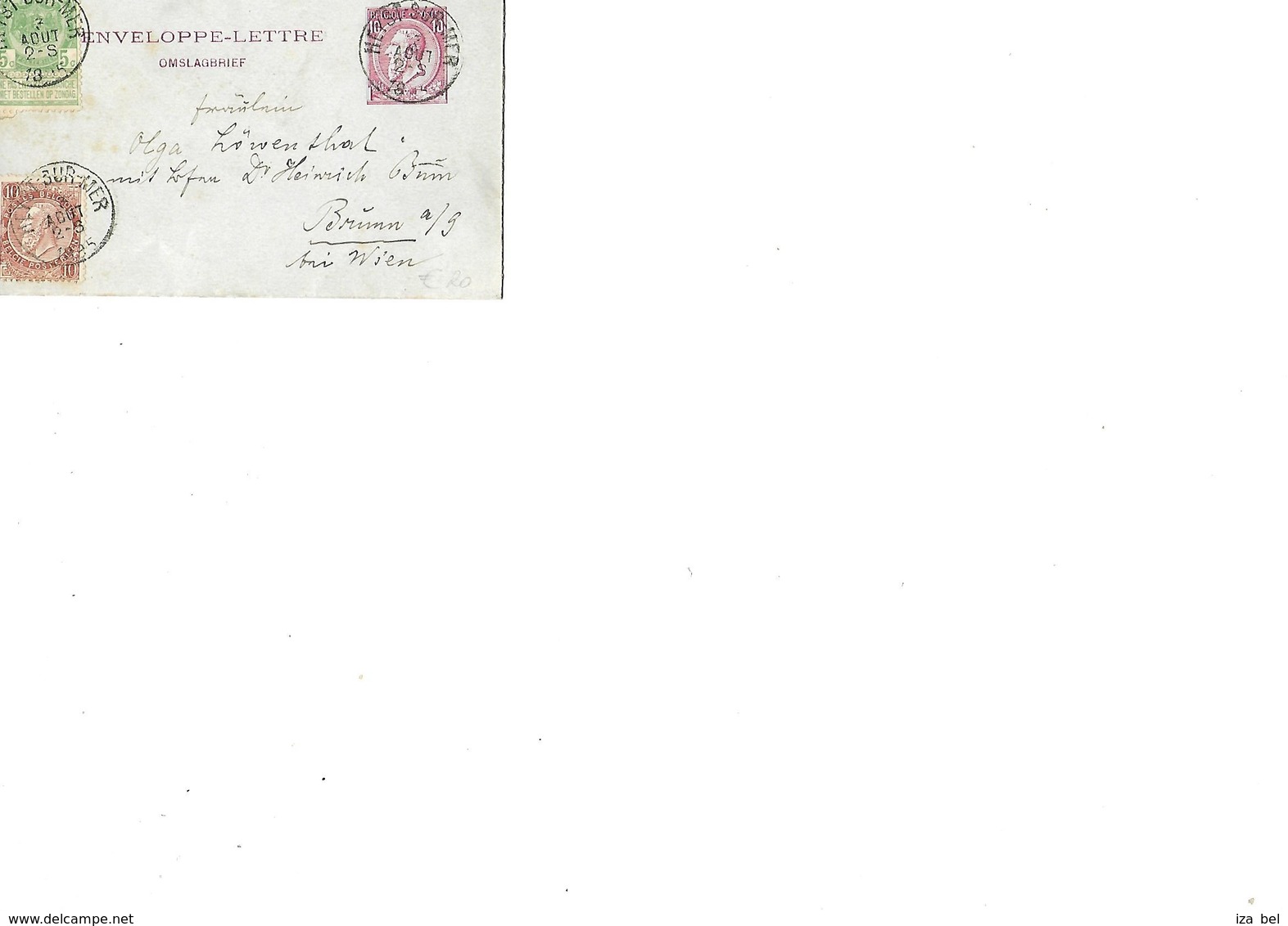Belg.Env.-L.N°1+TP 56-57 Càd HEYST SUR MER  2AOUT 1895 V.l'AUTRICHE.MIXTE. TB - Enveloppes-lettres