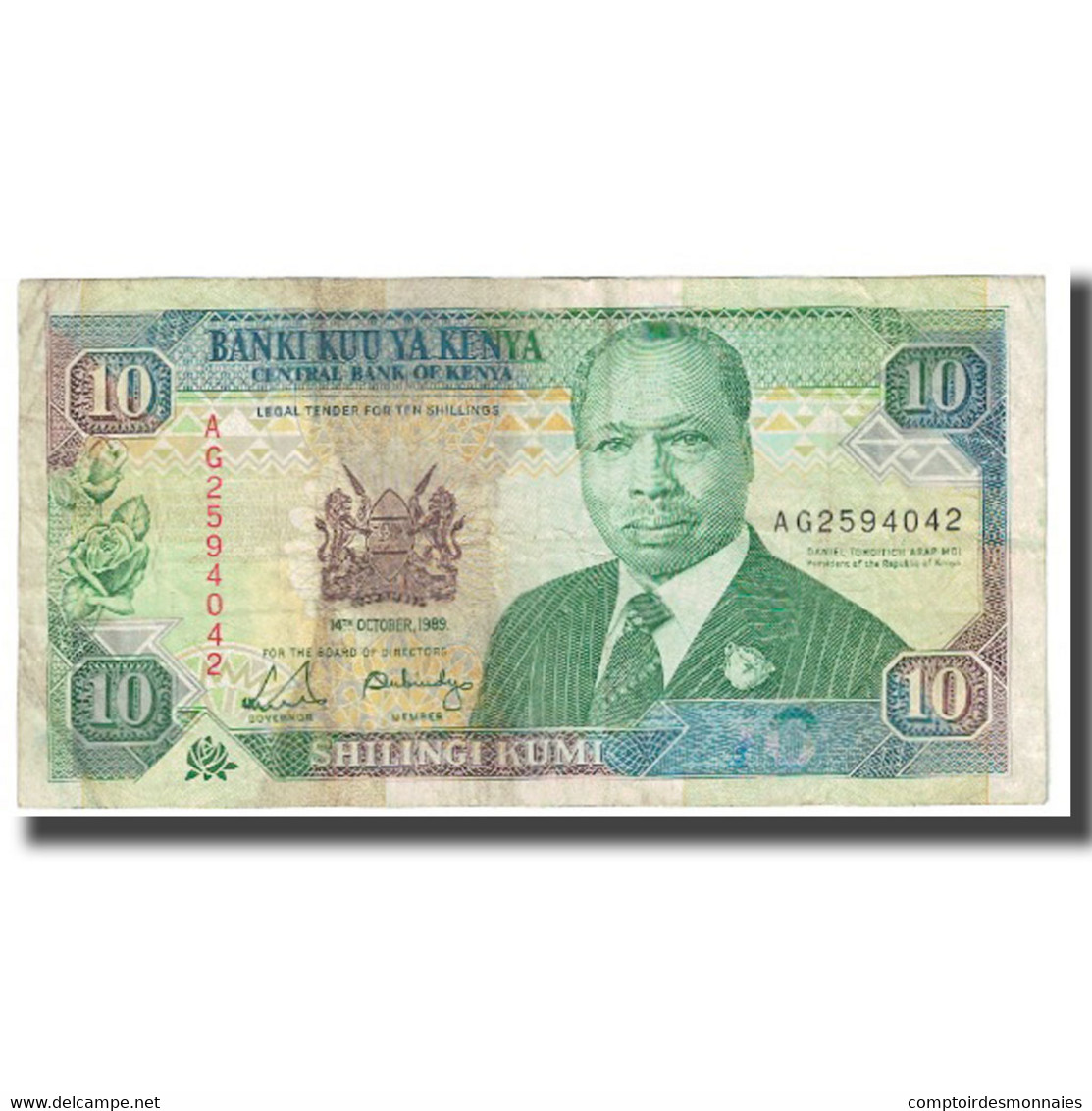 Billet, Kenya, 10 Shillings, 1989, 1989-10-14, KM:24a, TB - Kenia