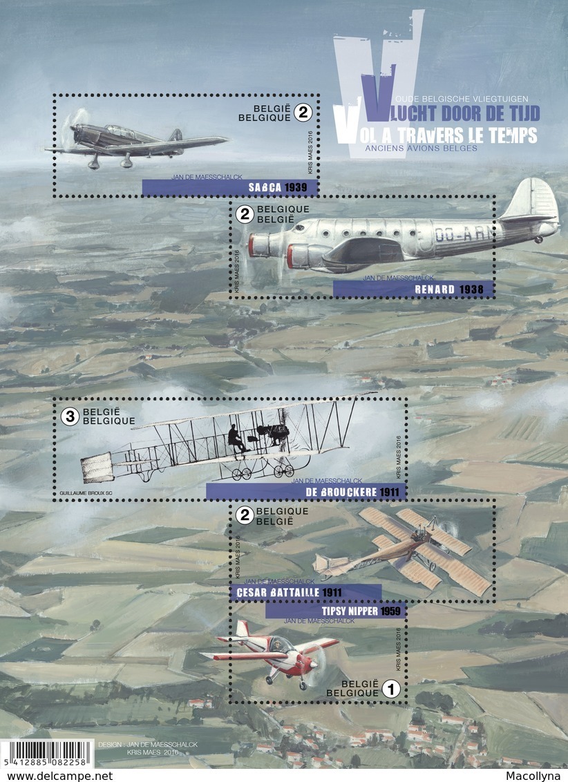 Blok 235** Vlucht Door De Tijd-Oude Belgische Vliegtuigen 4588/92**/ Vol à Travers Le Temps -Anciens Avions Belges - 1961-2001