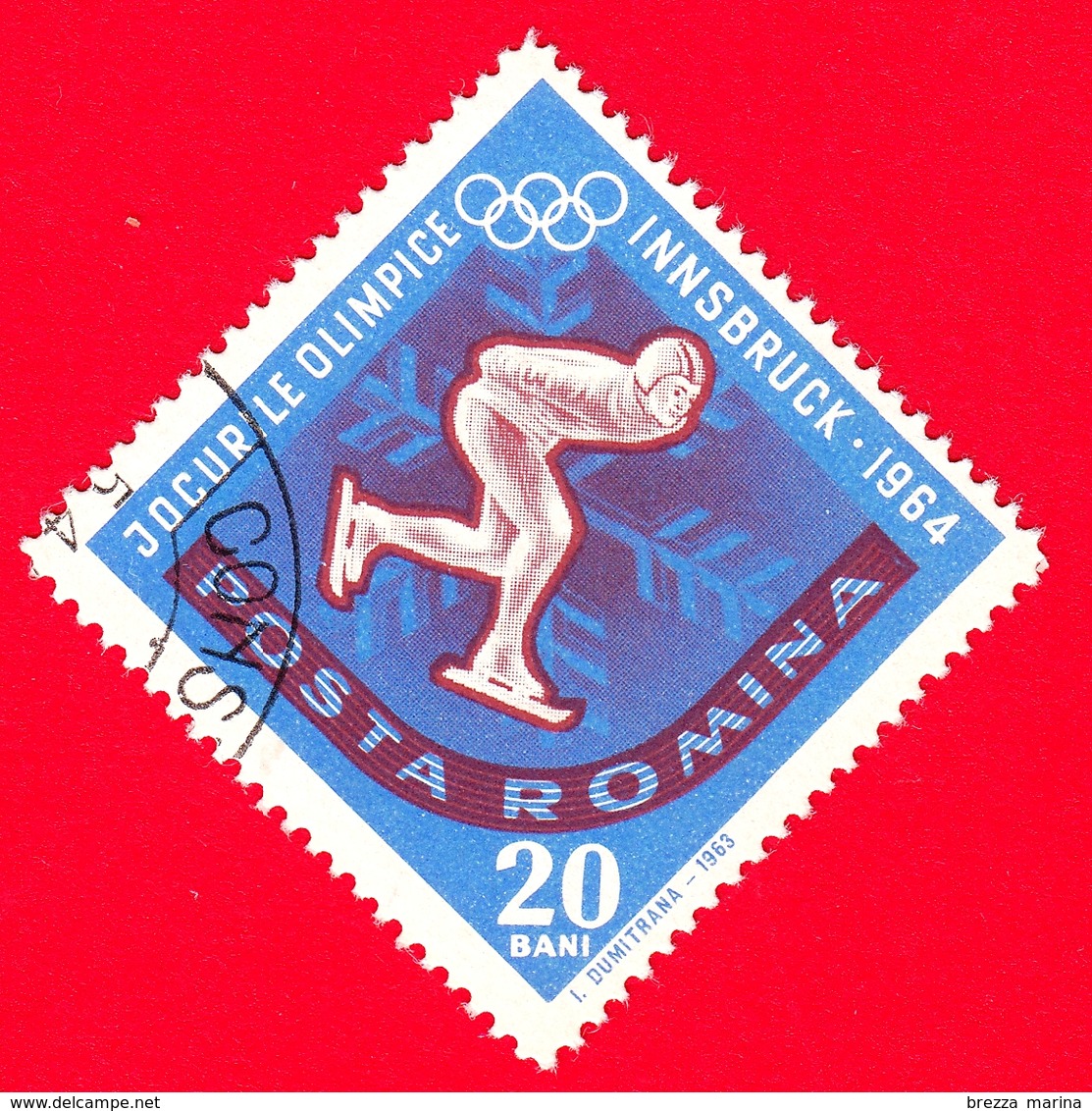 ROMANIA - 1963 - Giochi Olimpici Invernali Di Innsbruck 1964 - Pattinaggio Di Velocità  - 20 Bani - Usati