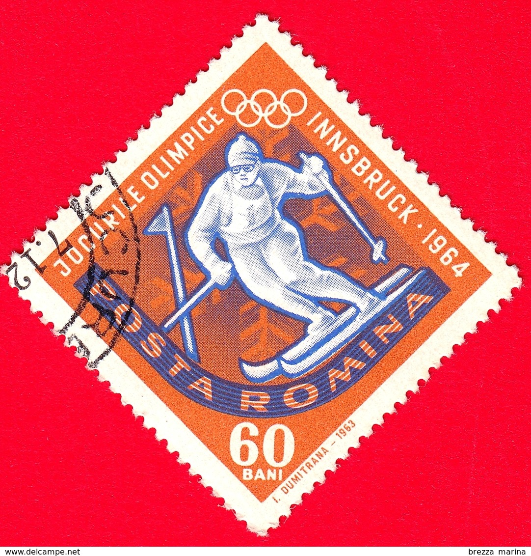 ROMANIA - 1963 - Giochi Olimpici Invernali Di Innsbruck 1964 - Slalom - 60 Bani - Usati