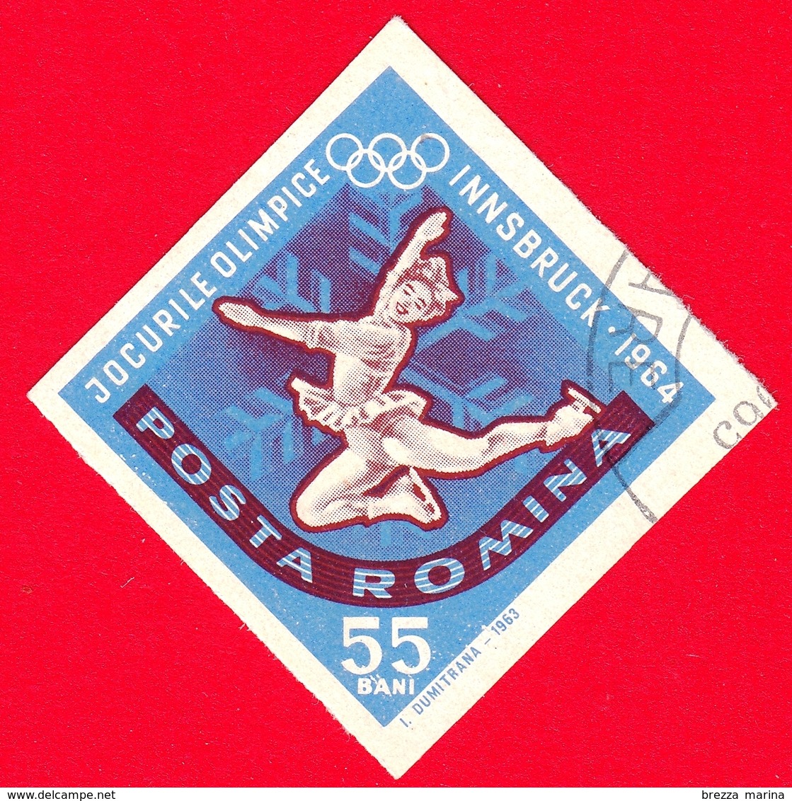 ROMANIA - 1963 - Giochi Olimpici Invernali Di Innsbruck 1964 - Pattinaggio Artistico - 55 - Non Dentellato - Usati