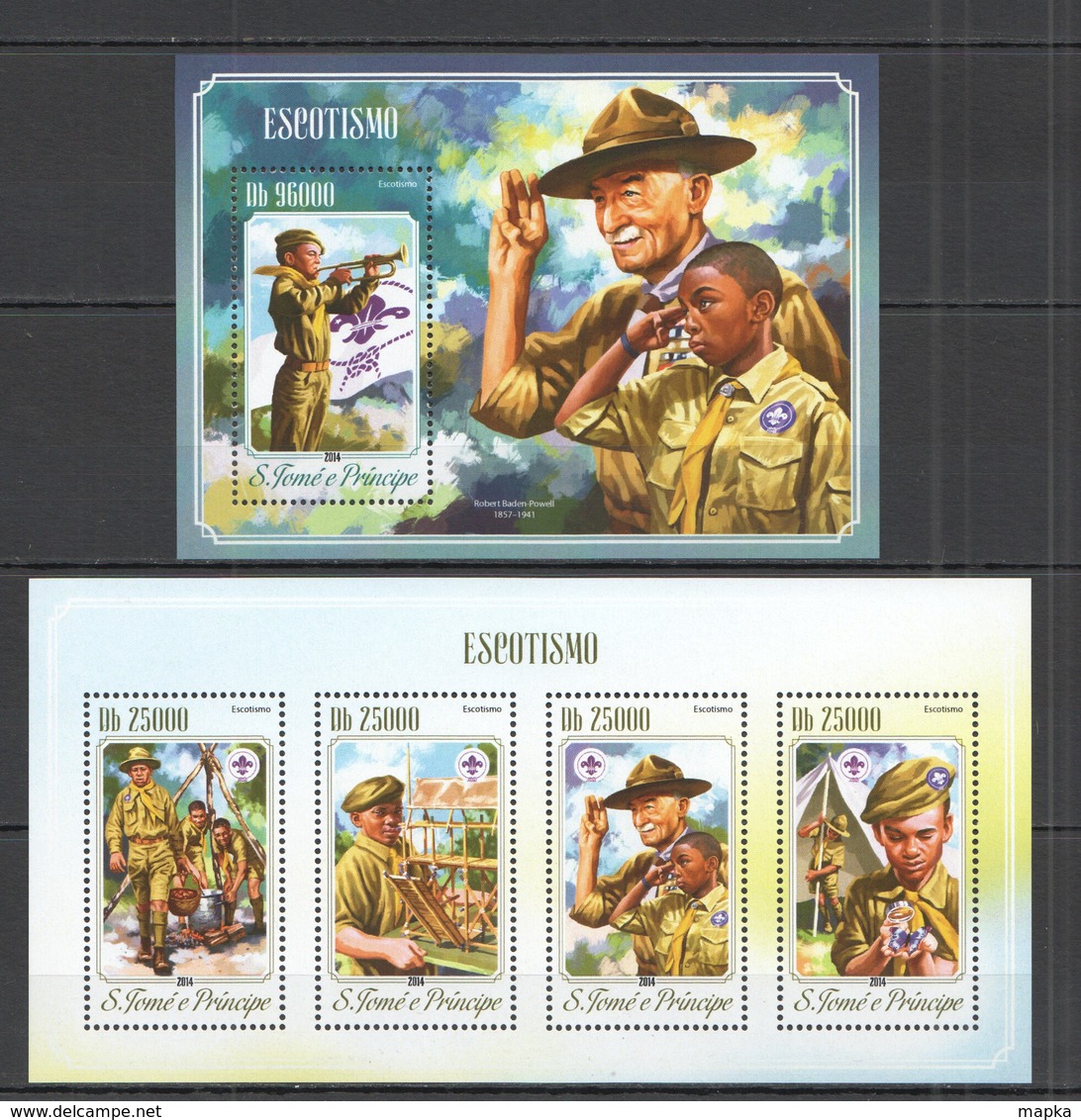 ST1700 2014 S. TOME E PRINCIPE SCOUTISME SCOTS ESCOTISMO KB+BL MNH - Sonstige & Ohne Zuordnung