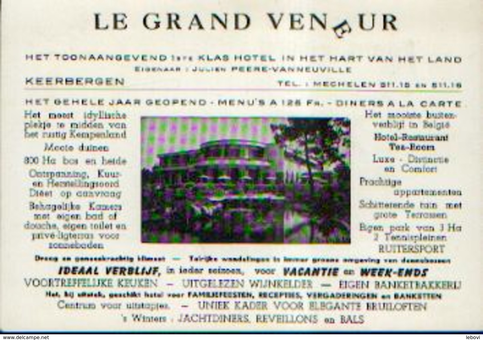 KEERBERGEN – Hôtel « LE GRAND VENEUR » Carte Publicitaire Ancienne - Reclame