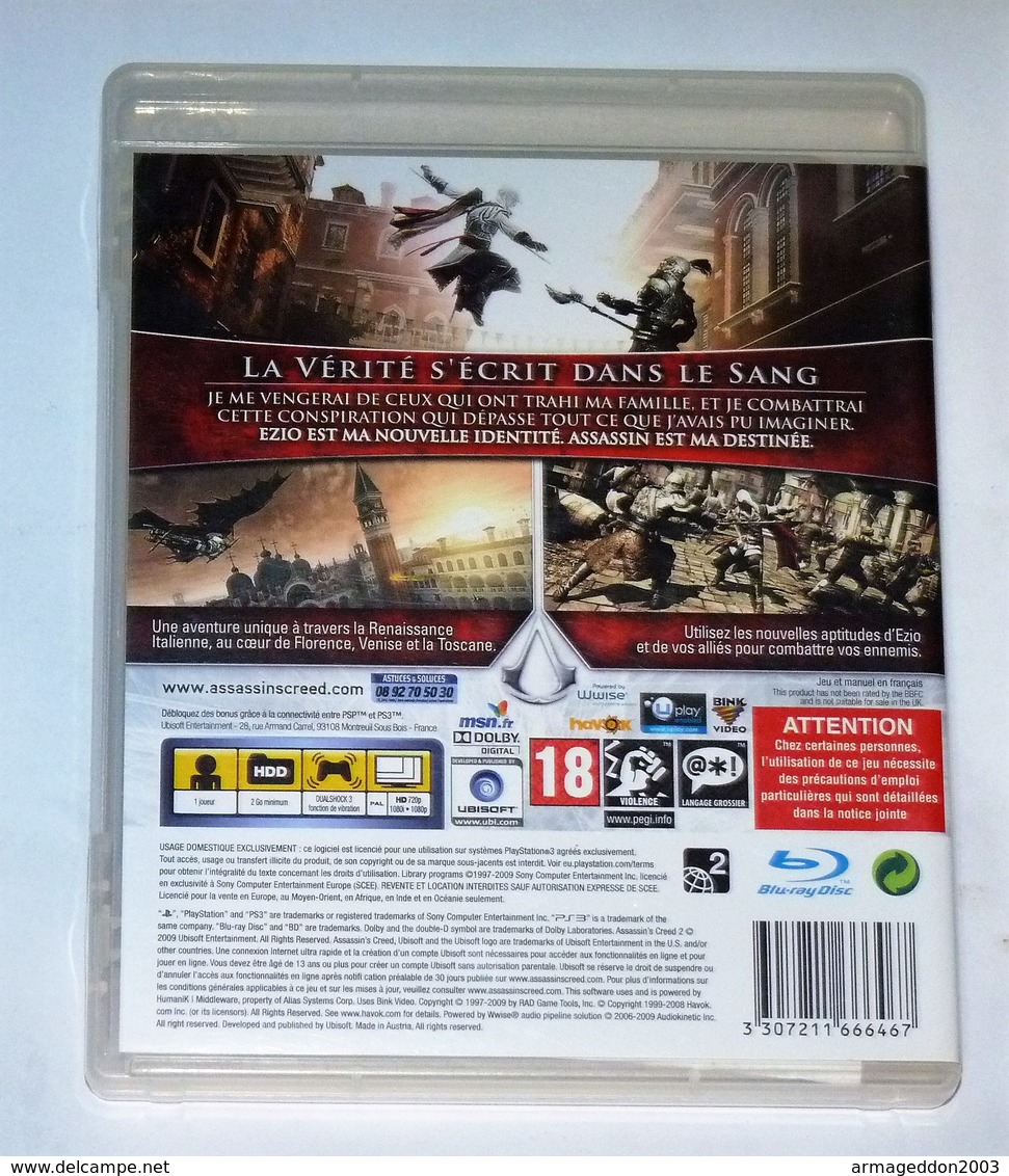 JEU PS3 ASSASSIN CREED 2 / FONCTIONNE / FRANCE PAL - PS3