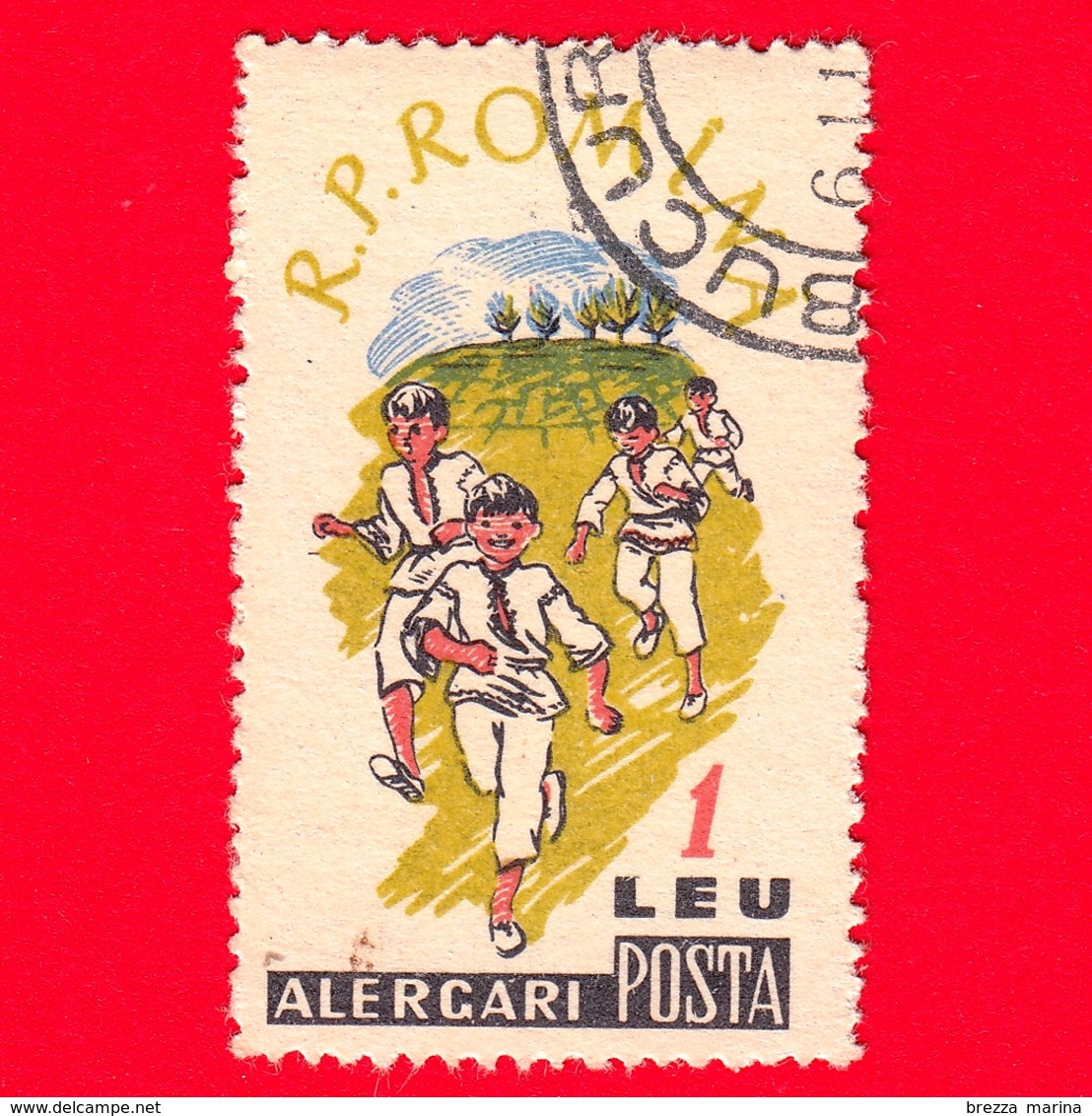 ROMANIA - 1960 - Sport Nei Villaggi Dei Bambini - Corsa - 1 Leu - Usati