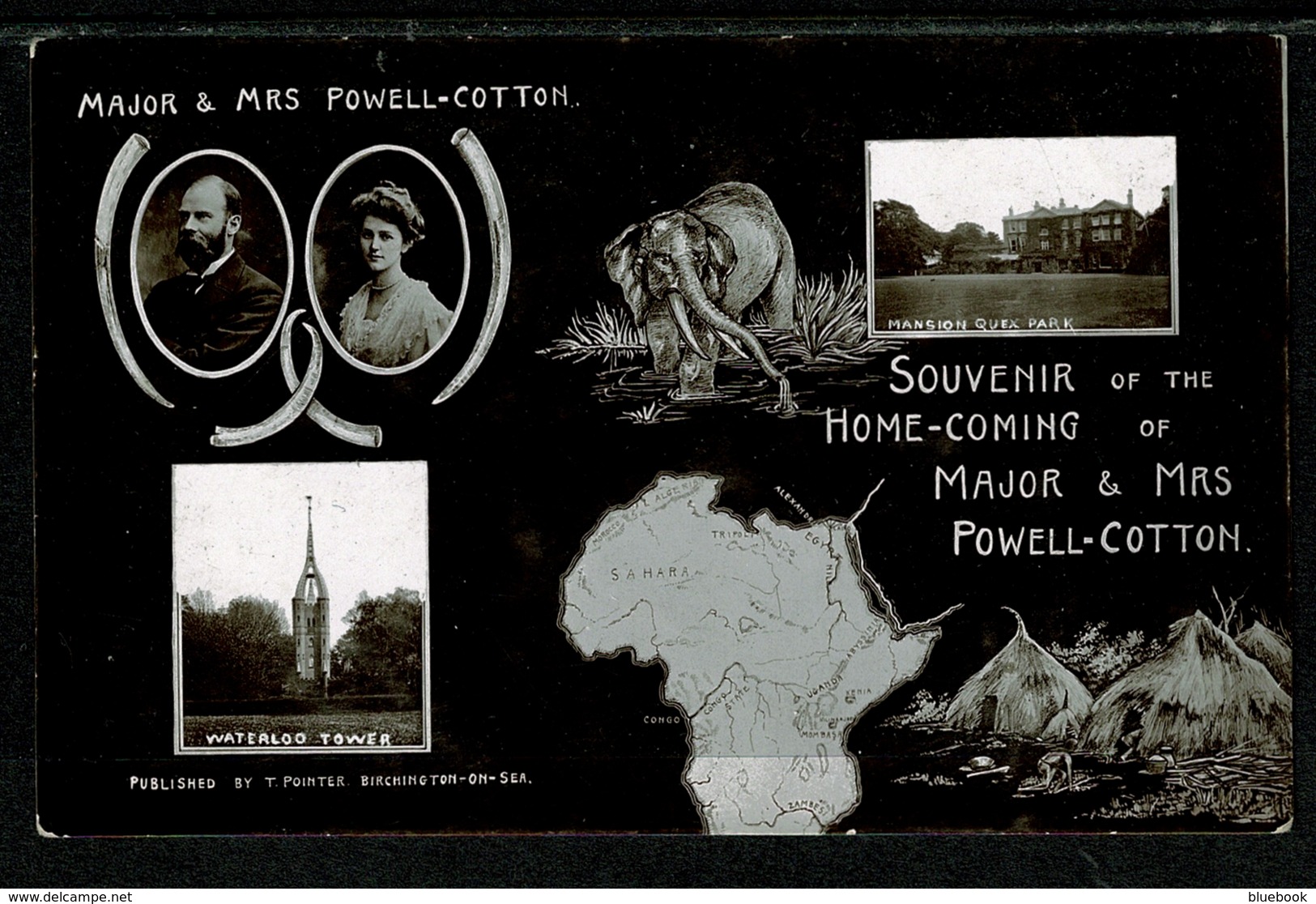 Ref 1296 - 1907 Exploration Map Postcard - Homecoming Of Major & Mrs Powell-Cotton Africa - Birchington Kent - Maps