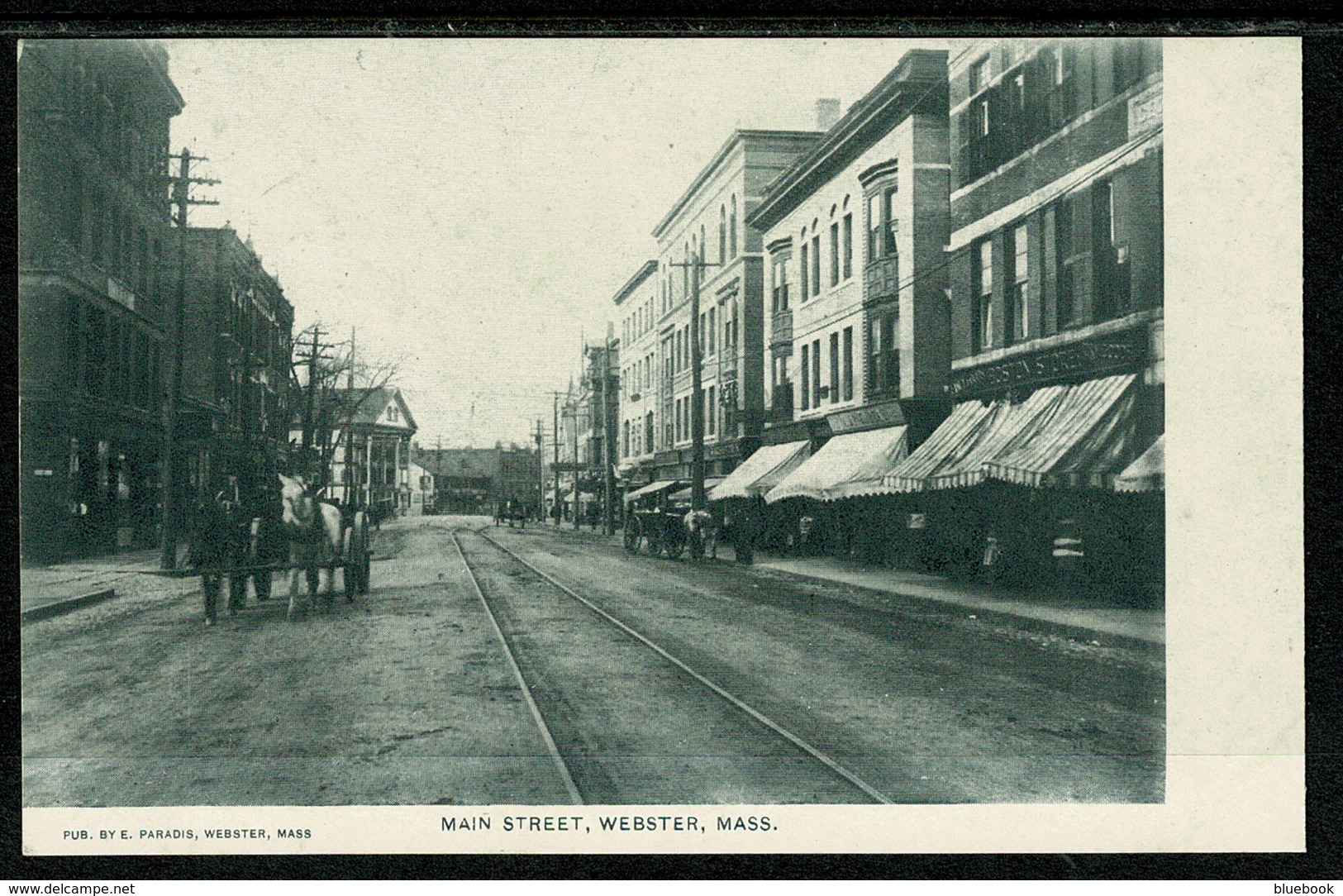 Ref 1296 - Early Postcard - Main Street With Railway Lines - Webster Massachusetts USA - Other & Unclassified