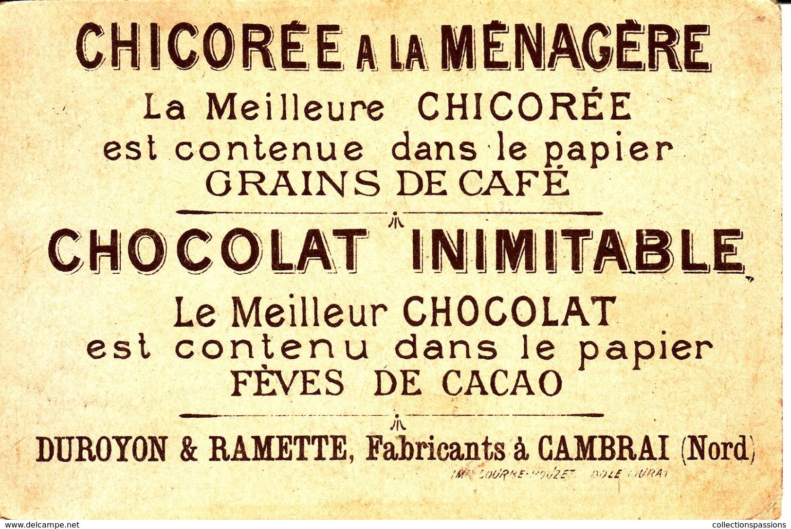 - CHOCOLAT DUROYON & RAMETTE - Agité Comme Un Diable Dans Un Bénitier - Cambrai - - Duroyon & Ramette