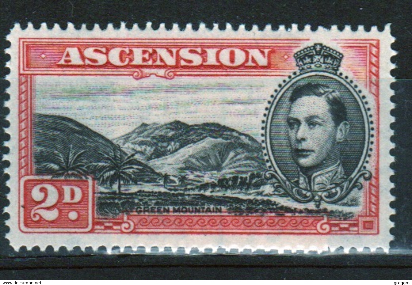 Ascension George VI Mounted Mint 2d  Black And Red Stamp. - Ascension