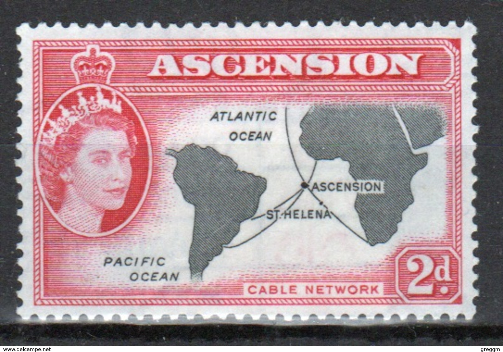 Ascension Queen Elizabeth  Mounted Mint 2d Stamp From 1956 Definitive Set. - Ascension