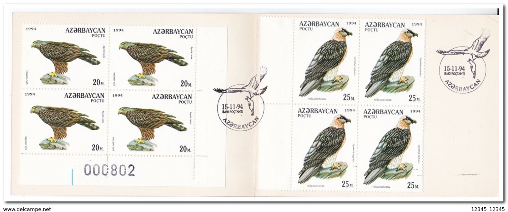 Azerbeidzjan 1994, Postfris MNH, Birds Of Prey ( Booklet, Carnet NUMBERED ) - Azerbeidzjan