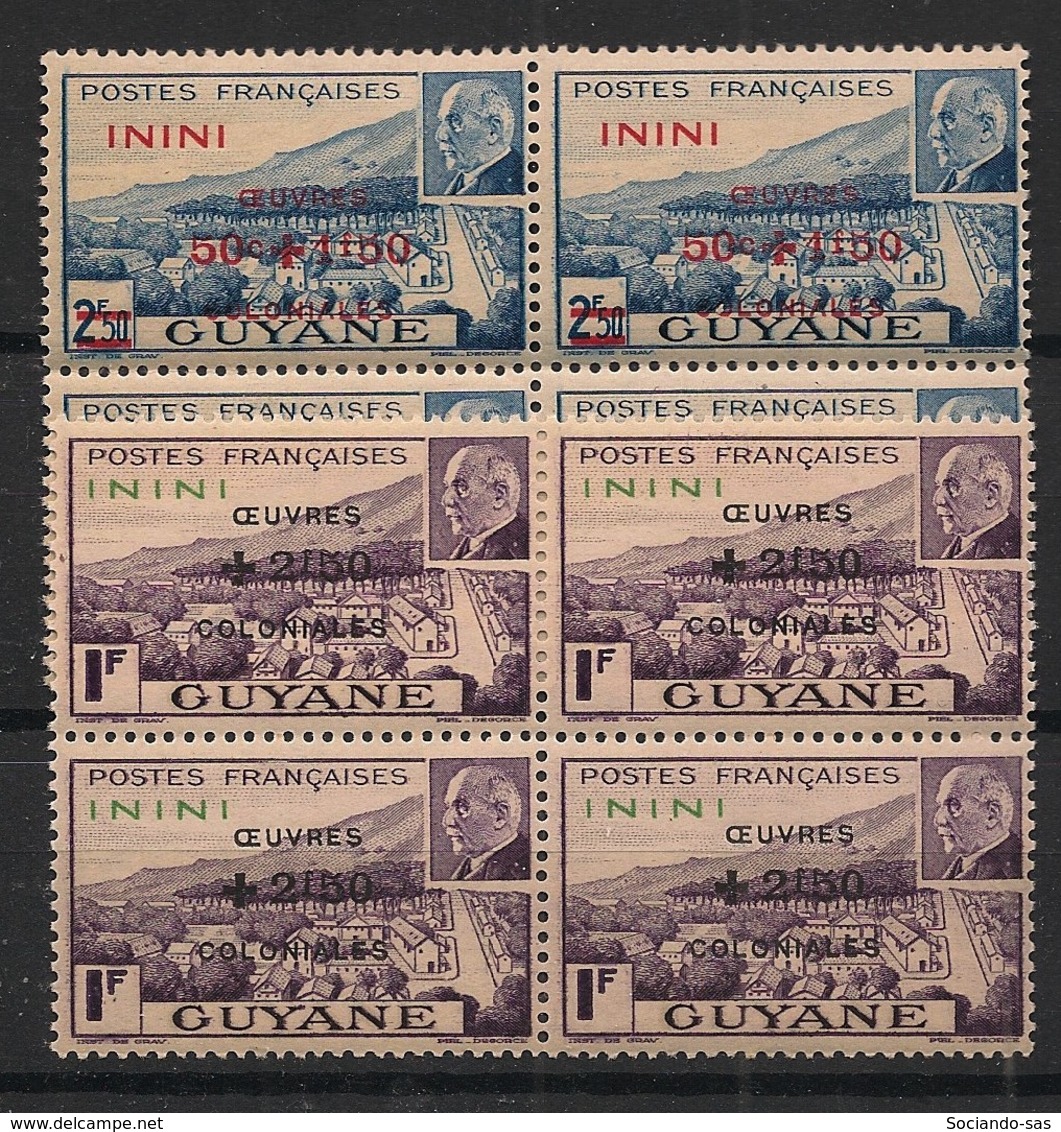 Inini - 1944 - N°Yv. 57 Et 58 - Pétain - 2 Blocs De 4 - Neuf Luxe ** / MNH / Postfrisch - Neufs