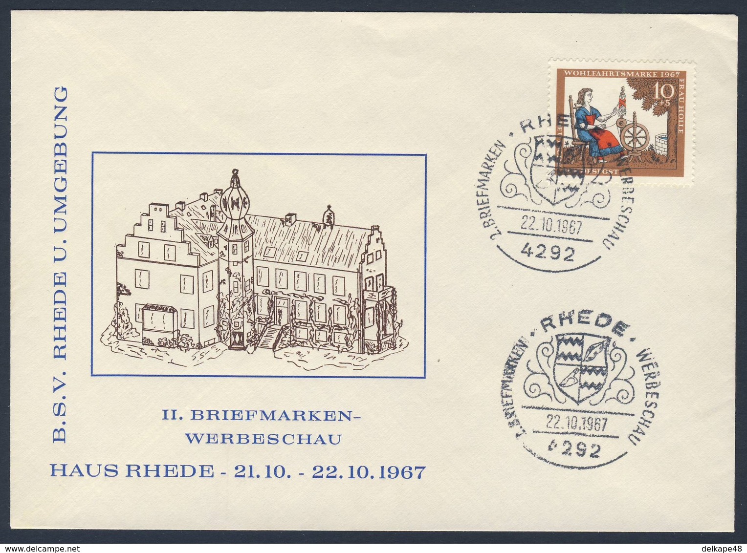 Deutschland Germany 1967 Brief Cover Enveloppe - 2. Briefmarken-Werbeschau,  21.-22.10.1967 Haus Rhede / Exhibition - Omslagen