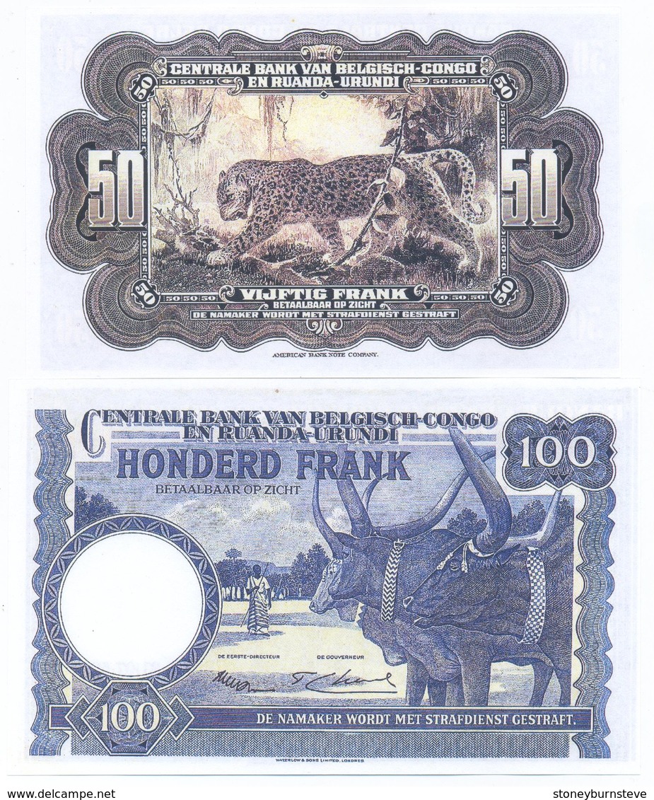 Belgium Congo 5 Note Set 1952 COPY - Sin Clasificación