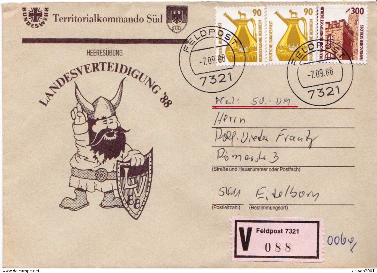 Postal History: Germany Military V Cover Landesverteidigung '88 Feldpost 7321 - Militaria