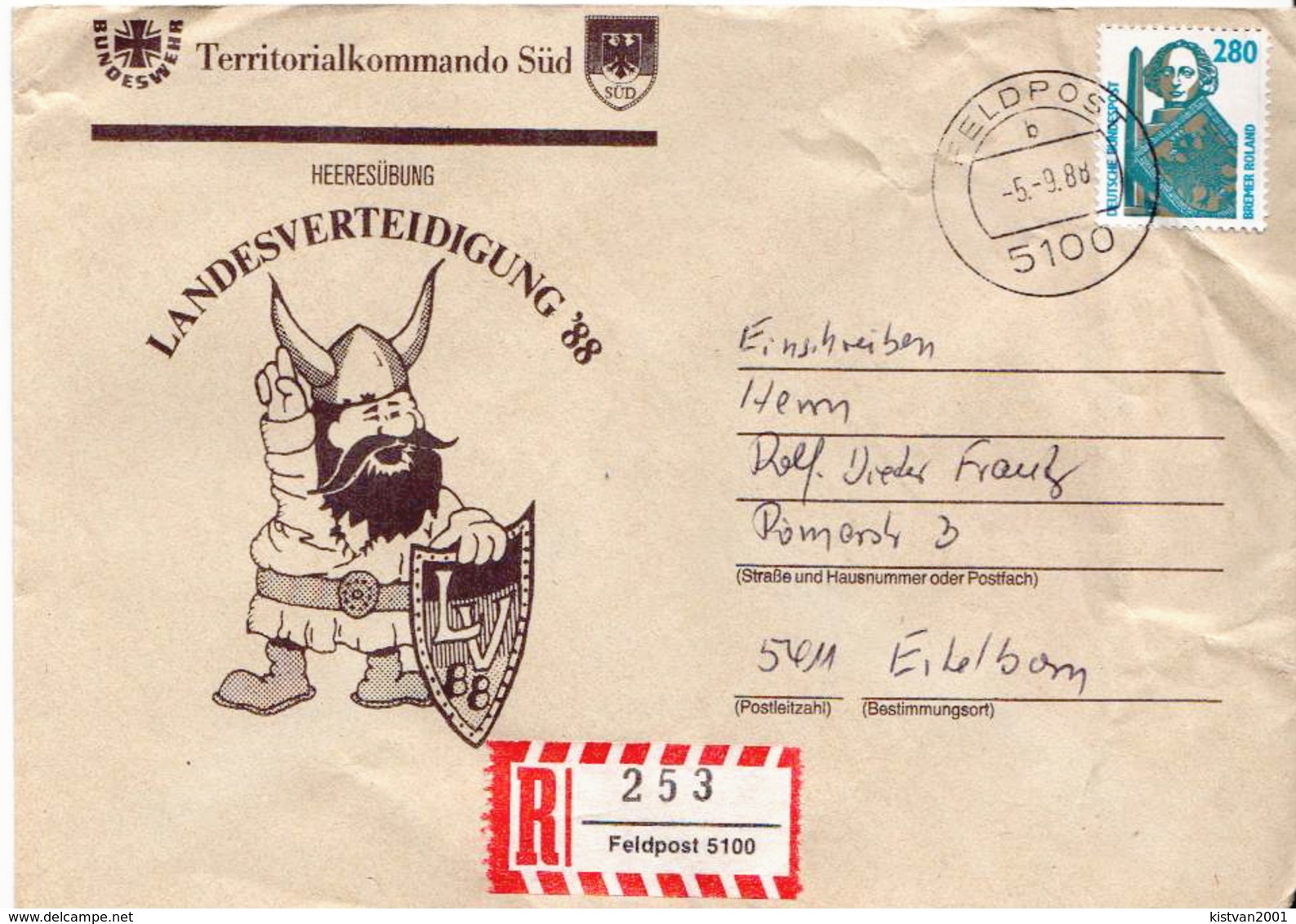 Postal History: Germany Military R Cover Landesverteidigung '88 Feldpost 5100 - Militaria