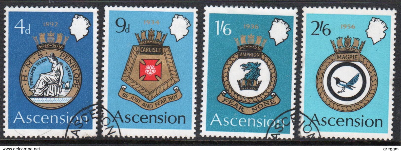 Ascension 1970 Queen Elizabeth Fine Used Set Of Stamps Of Naval Crests 2nd Series. - Ascension