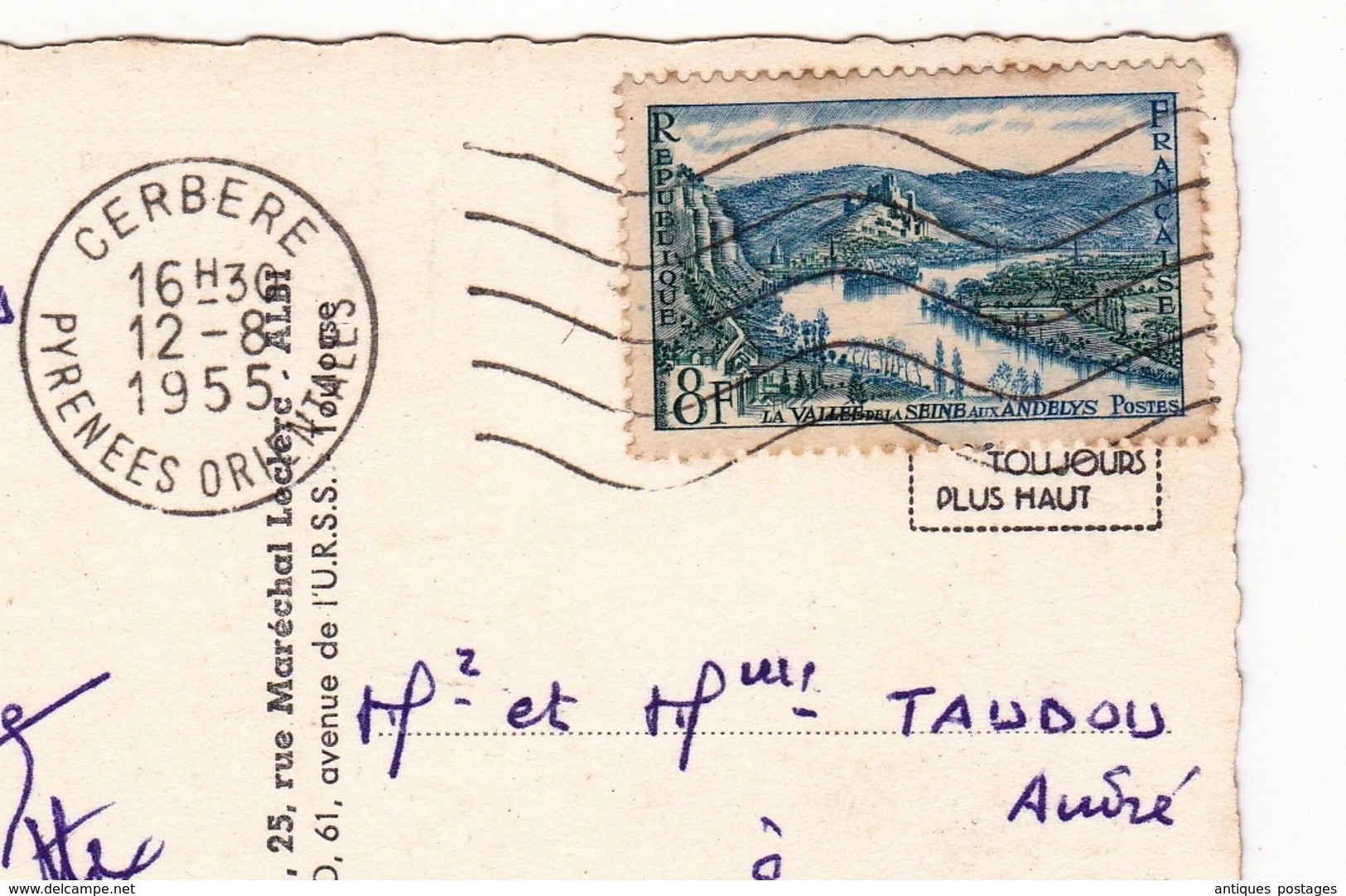 Carte Postale Cerbère Pyrénées Orientales Hôtel Belvédère 1955 - Lettres & Documents