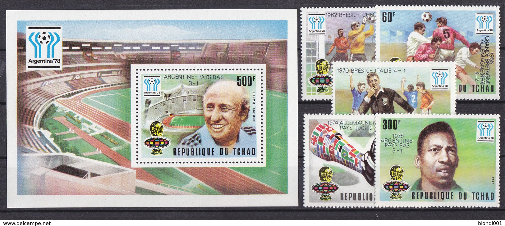 Soccer World Cup 1978 -  CHAD - S/S+Set Silv. Ovp MNH ** - 1978 – Argentine