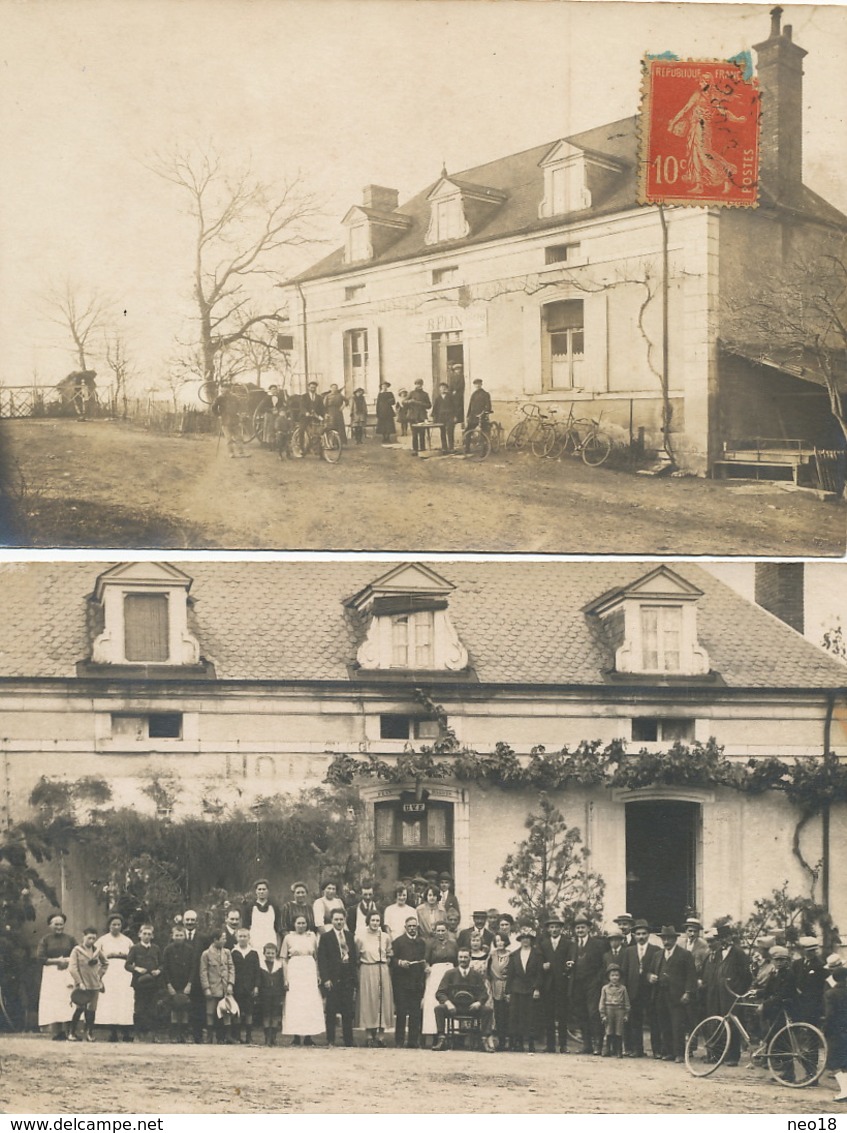 Savigny En Septaine  2  Carte Photo  Hotel De La Gare Flin Dagois  UVF  Passsage Niveau Chemin De Fer Moto - Autres & Non Classés