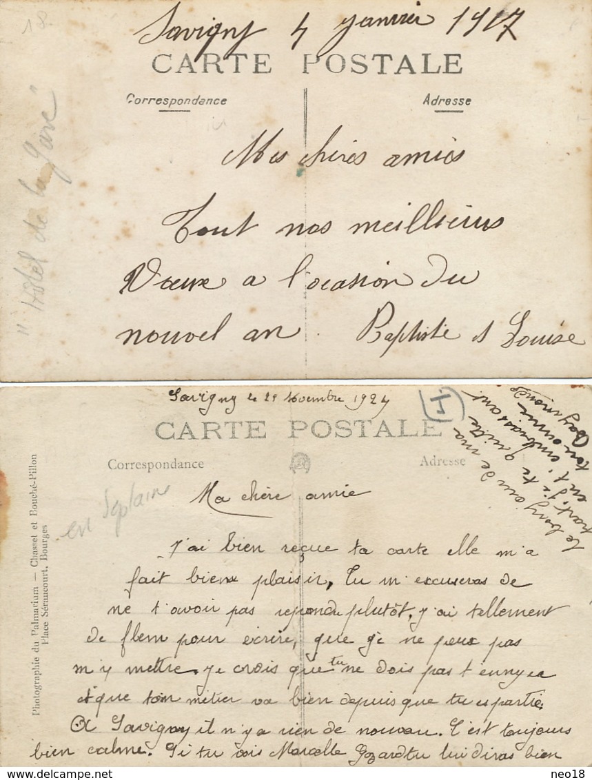 Savigny En Septaine  2  Carte Photo  Hotel De La Gare Flin Dagois  UVF  Passsage Niveau Chemin De Fer Moto - Autres & Non Classés