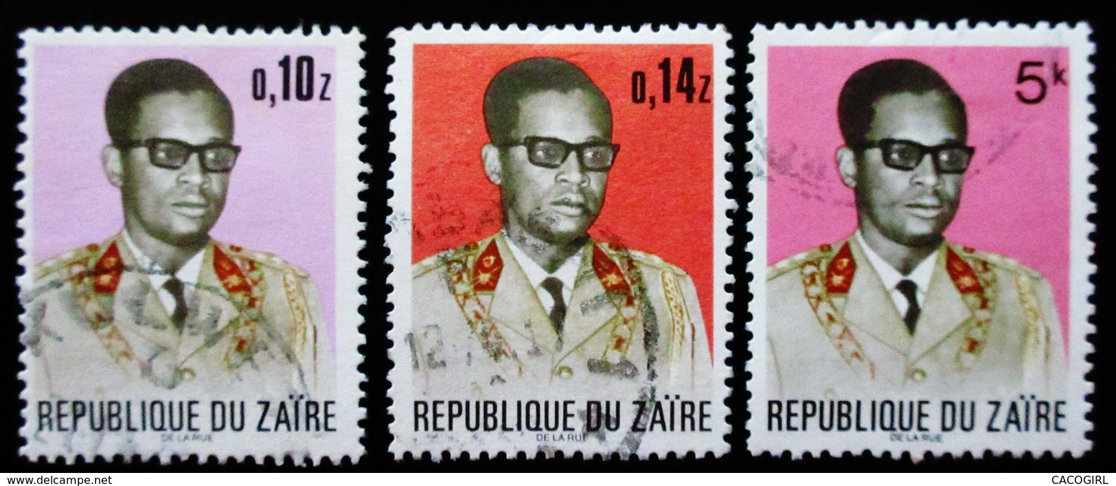 ZAIRE Yt 813 , 827, 828. President Mobutu - Oblitérés