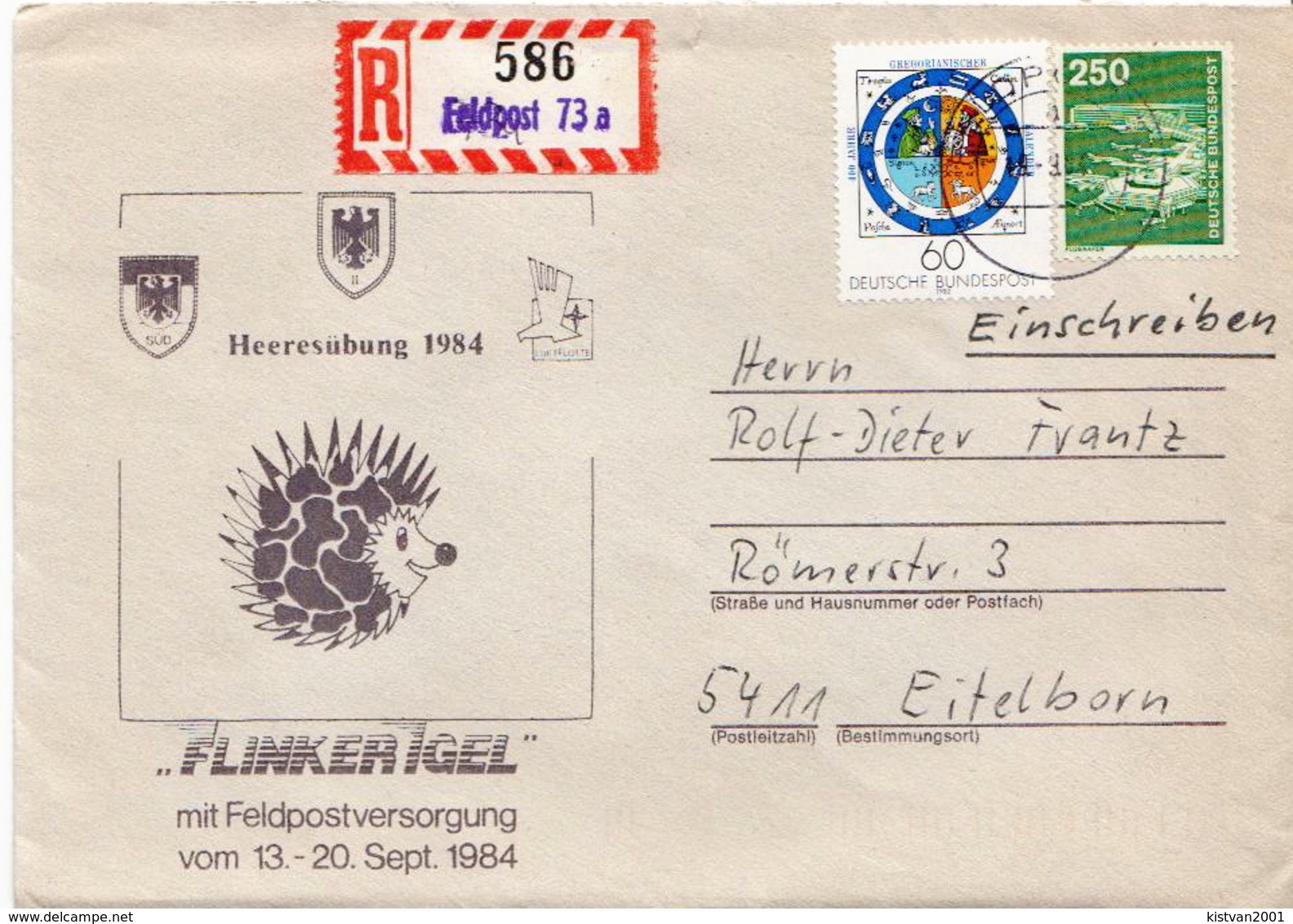 Postal History: Germany Military R Cover Heeresübung'84 Flinker Igel Feldpost 73a - Militaria