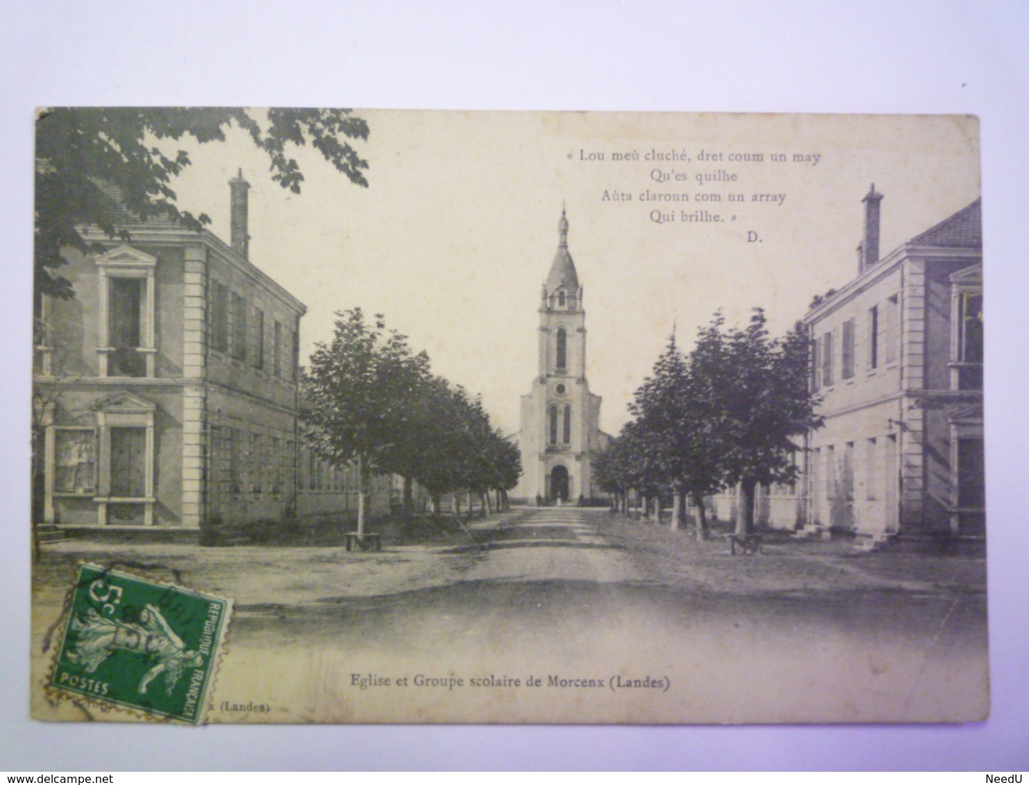 GP 2019 - 1488  MORCENX  (Landes)  :  Eglise Et Groupe Scolaire De Morcenx   1908   XXX - Morcenx