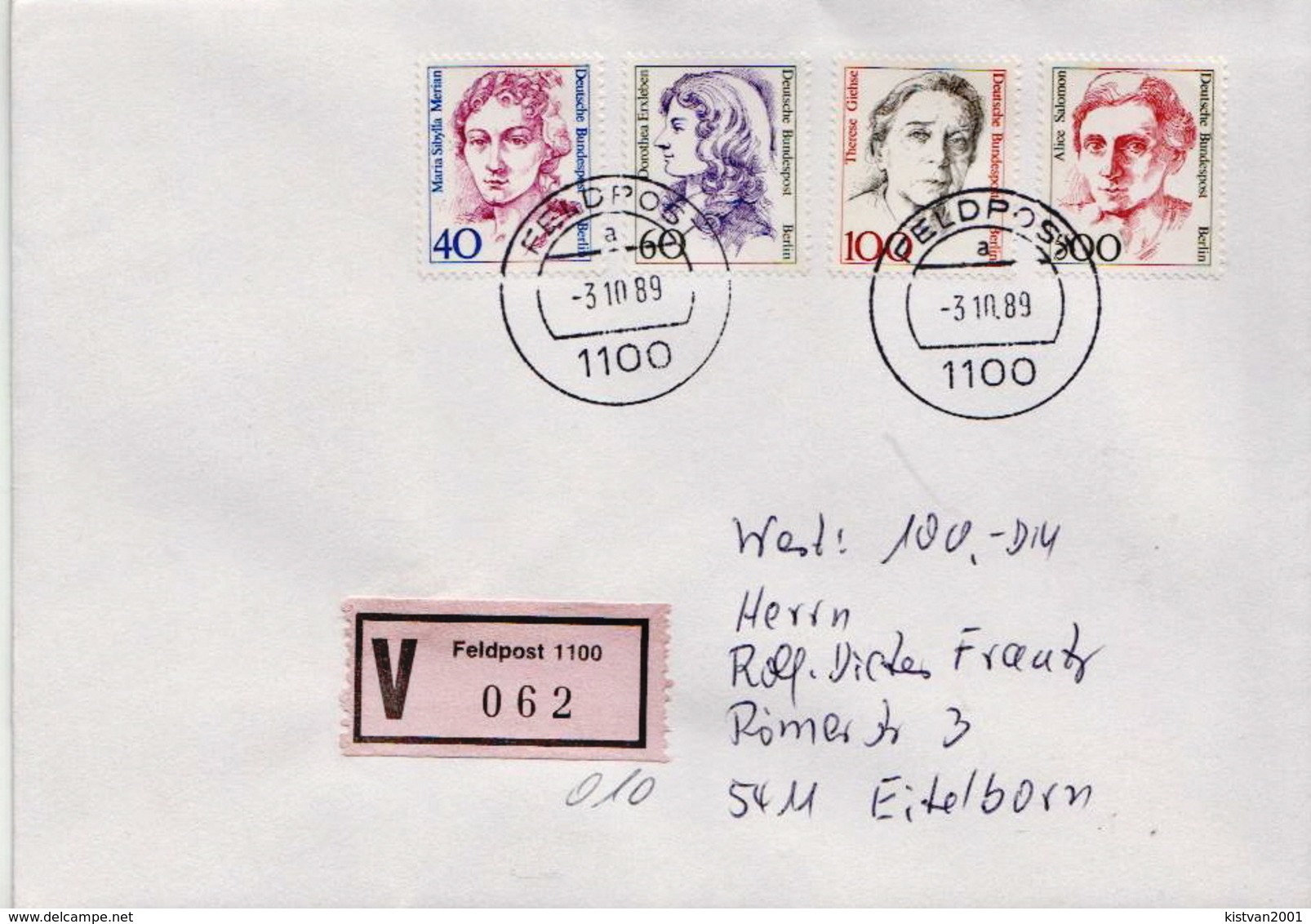 Postal History: Germany Military V Cover 1989 Feldpost 1100 - Militaria