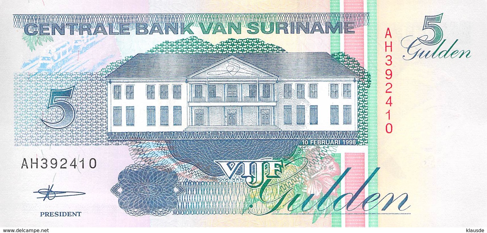 5 Gulden Suriname 1998 UNC - Surinam