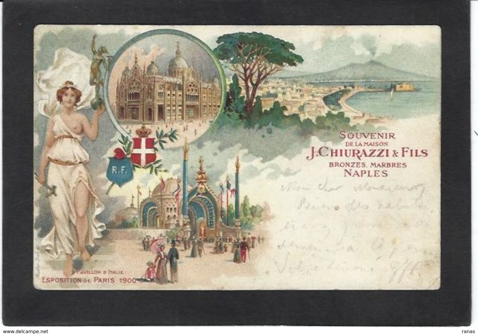 CPA Italie Italia Circulé Publicité Publicitaire Naples Exposition De 1900 - Autres & Non Classés