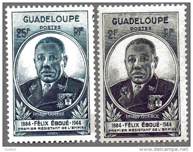 Détail De La Série - Gouverneur - Général Félix Eboué ** Guadeloupe N° 176 Et 177 - 1945 Gouverneur-Général Félix Éboué