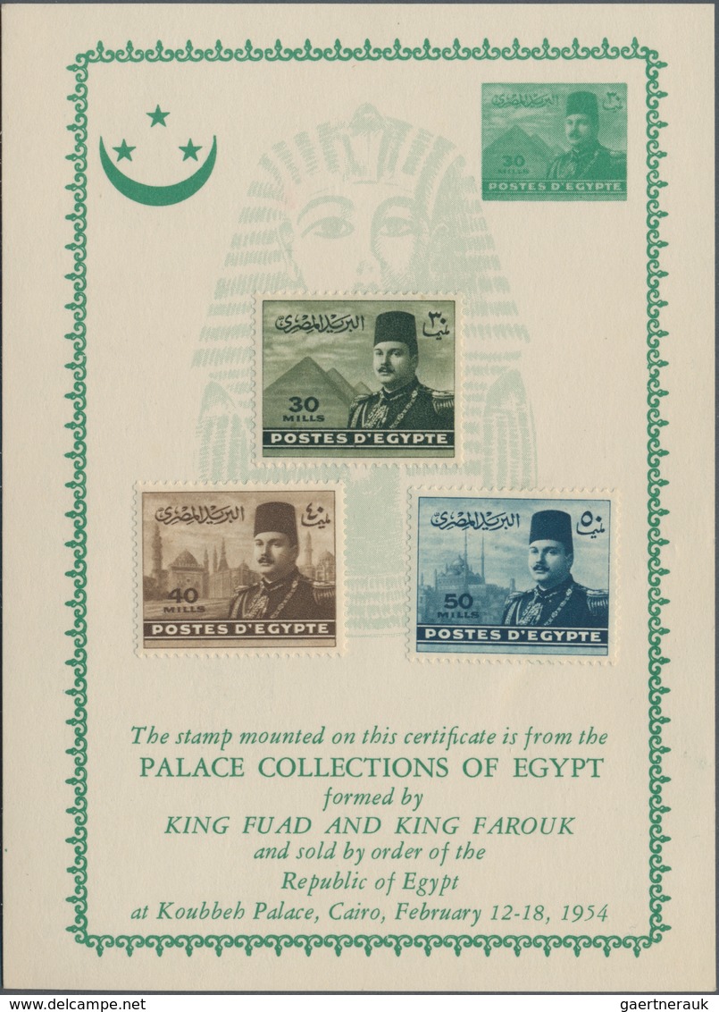 Ägypten: 1937-47 ROYAL COLLECTION: Ten Mint Stamps Mounted On Five Cards Of The Palace Collection, E - 1866-1914 Khedivaat Egypte