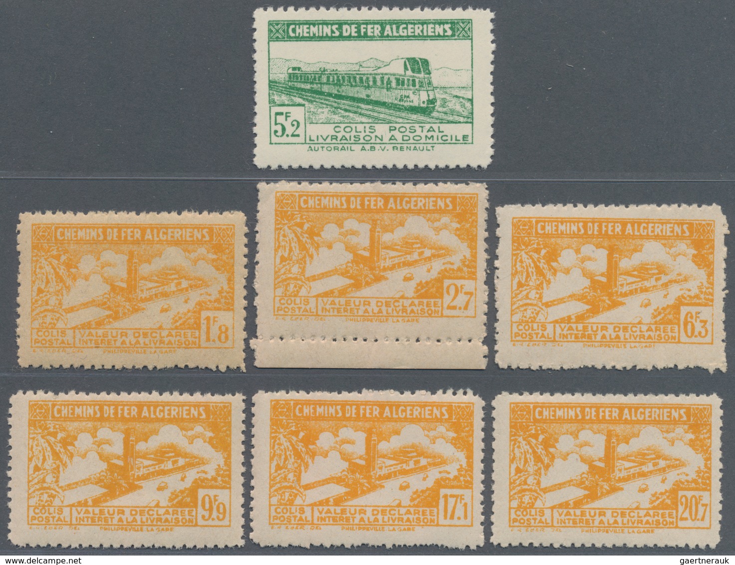 Algerien: RAILWAY PARCEL STAMPS: 1930's/1940's (ca.), Accumulation With 16 Different Railway Stamps - Ongebruikt