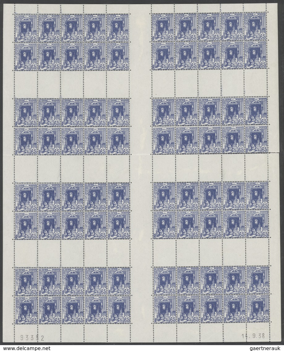 Algerien: 1938, 65c Blue, Complete Sheet Of 80 Stamps For Booklets, Perforation Partly Seperated. ÷ - Neufs