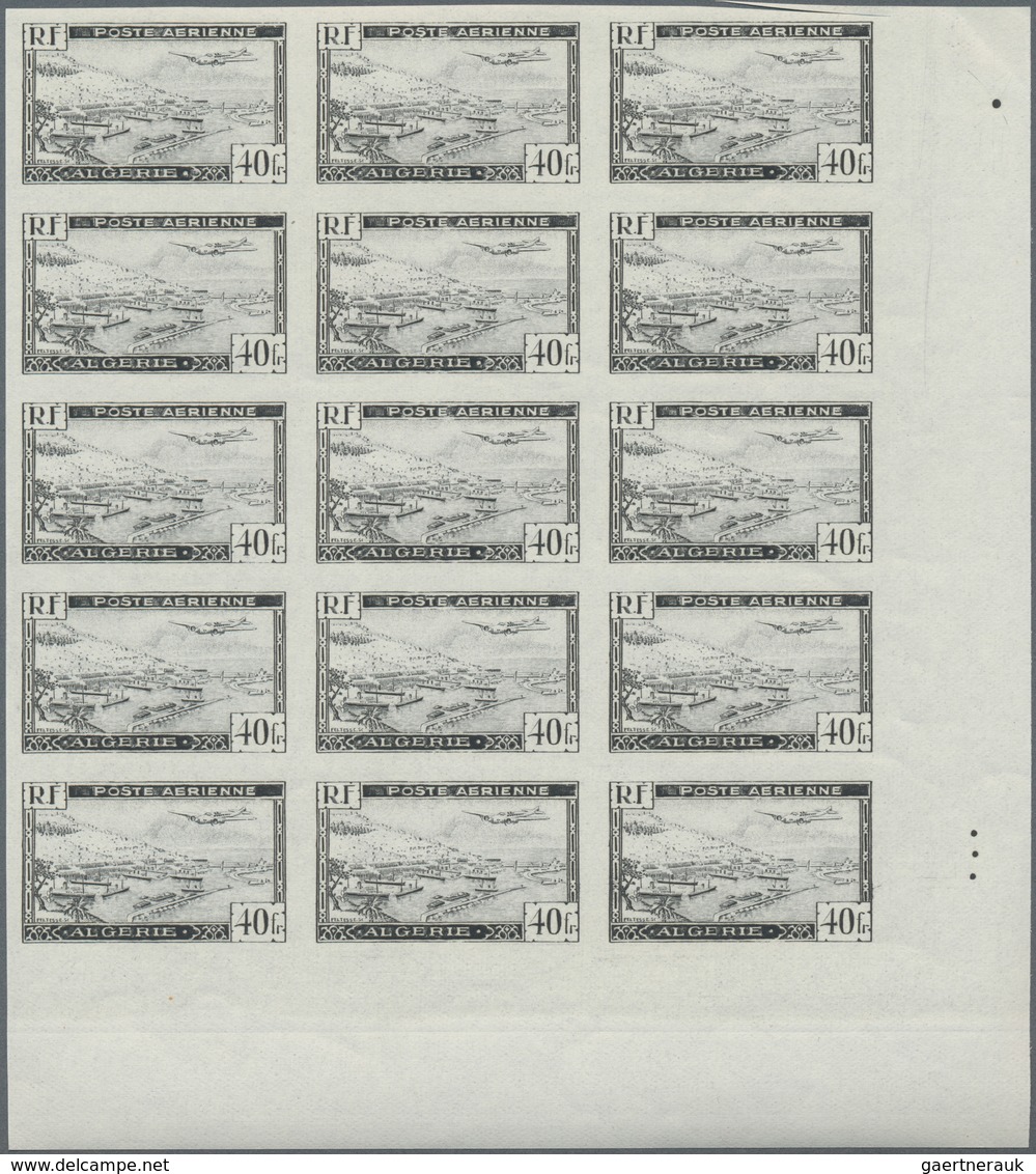 Algerien: 1946, Airmails, 5fr.-40fr. Imperforate, 15 Complete Sets In Multiples, Mint Never Hinged. - Ungebraucht