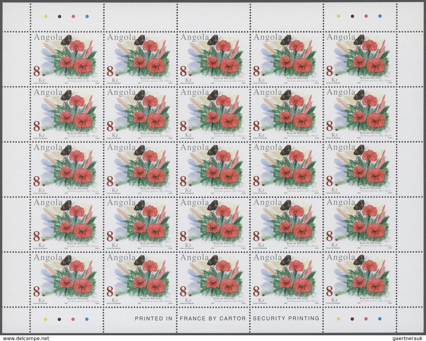 Angola: 2001, BELGICA (PLANTS), Complete Set Of Four In Sheets, In An Investment Lot Of 500 Sets Min - Angola