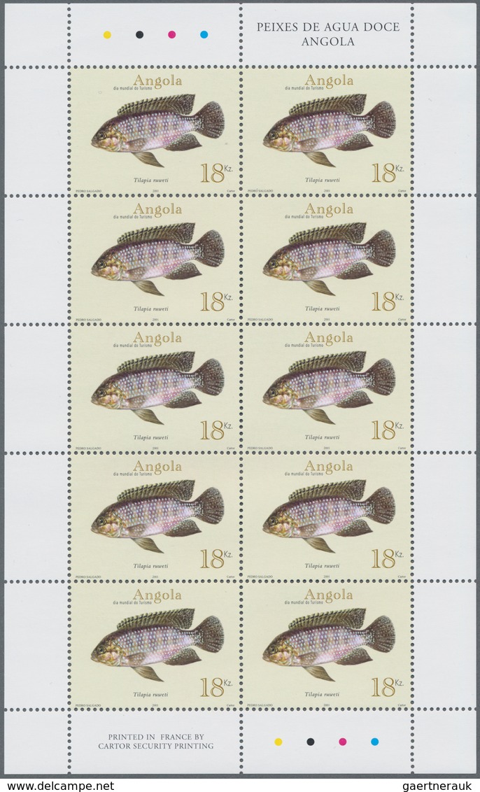 Angola: 2001, FRESH-WATER FISH, Complete Set Of 3 MNH In An Investment Lot Of 1000 Sets In Little Sh - Angola