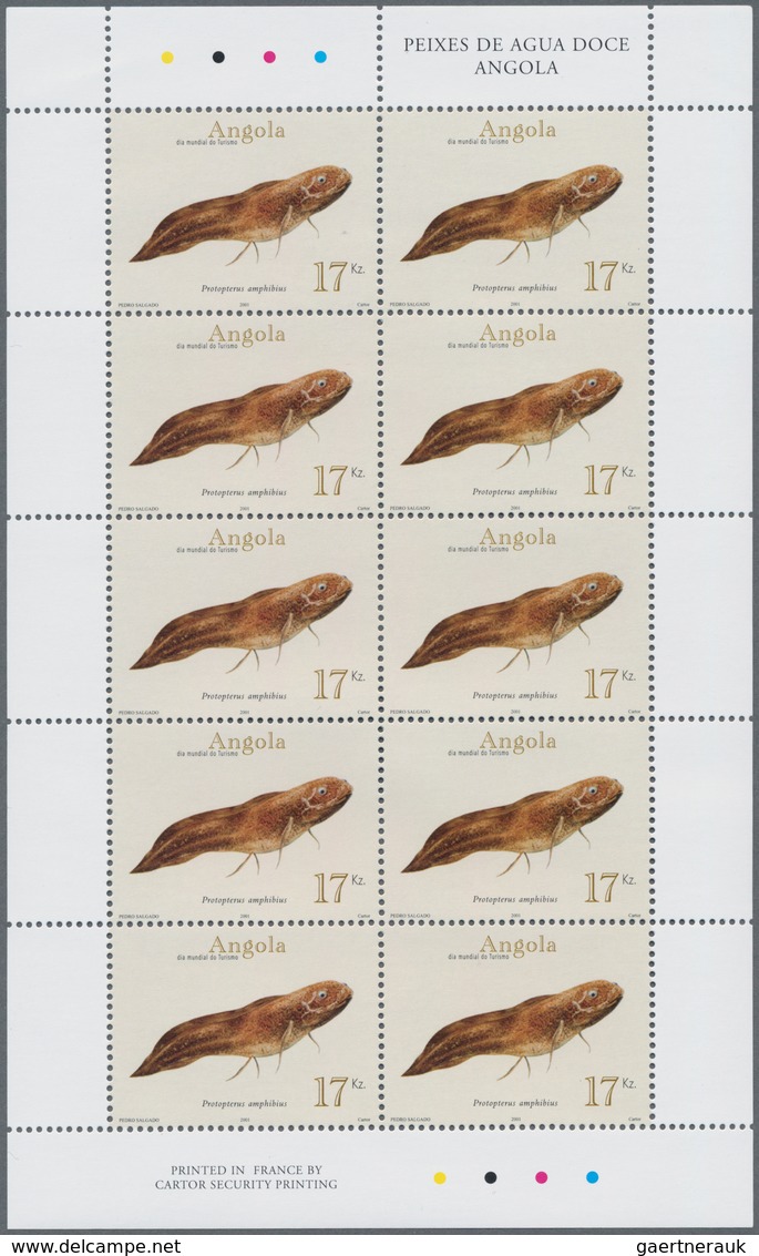 Angola: 2001, FRESH-WATER FISH, Complete Set Of 3 MNH In An Investment Lot Of 500 Sets In Little She - Angola