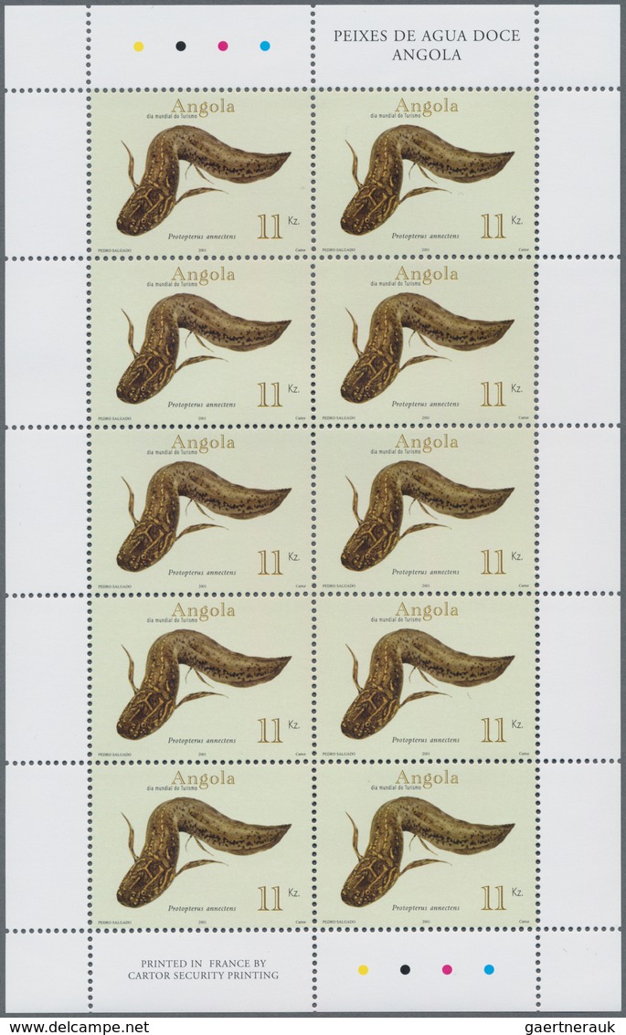 Angola: 2001, FRESH-WATER FISH, Complete Set Of 3 MNH In An Investment Lot Of 500 Sets In Little She - Angola