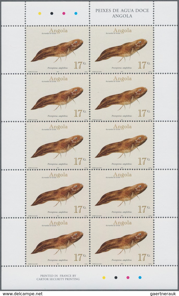 Angola: 2001, FRESH-WATER FISH, Complete Set Of 3 MNH In An Investment Lot Of 1000 Sets In Little Sh - Angola