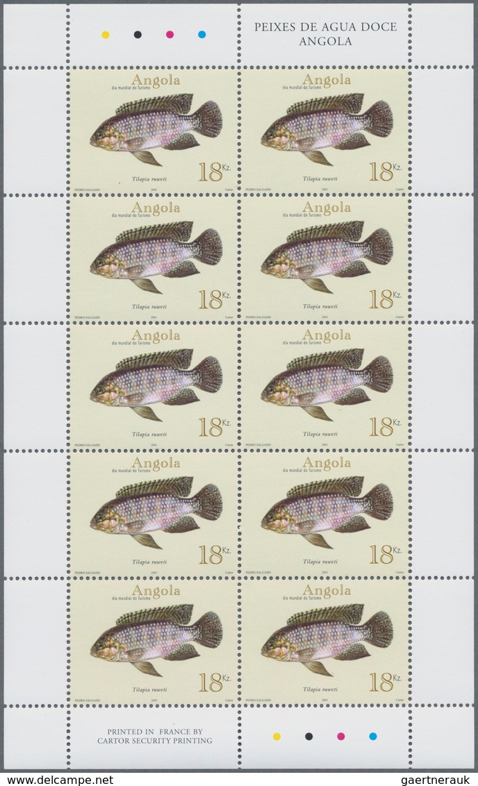 Angola: 2001, FRESH-WATER FISH, Complete Set Of 3 MNH In An Investment Lot Of 500 Sets In Little She - Angola