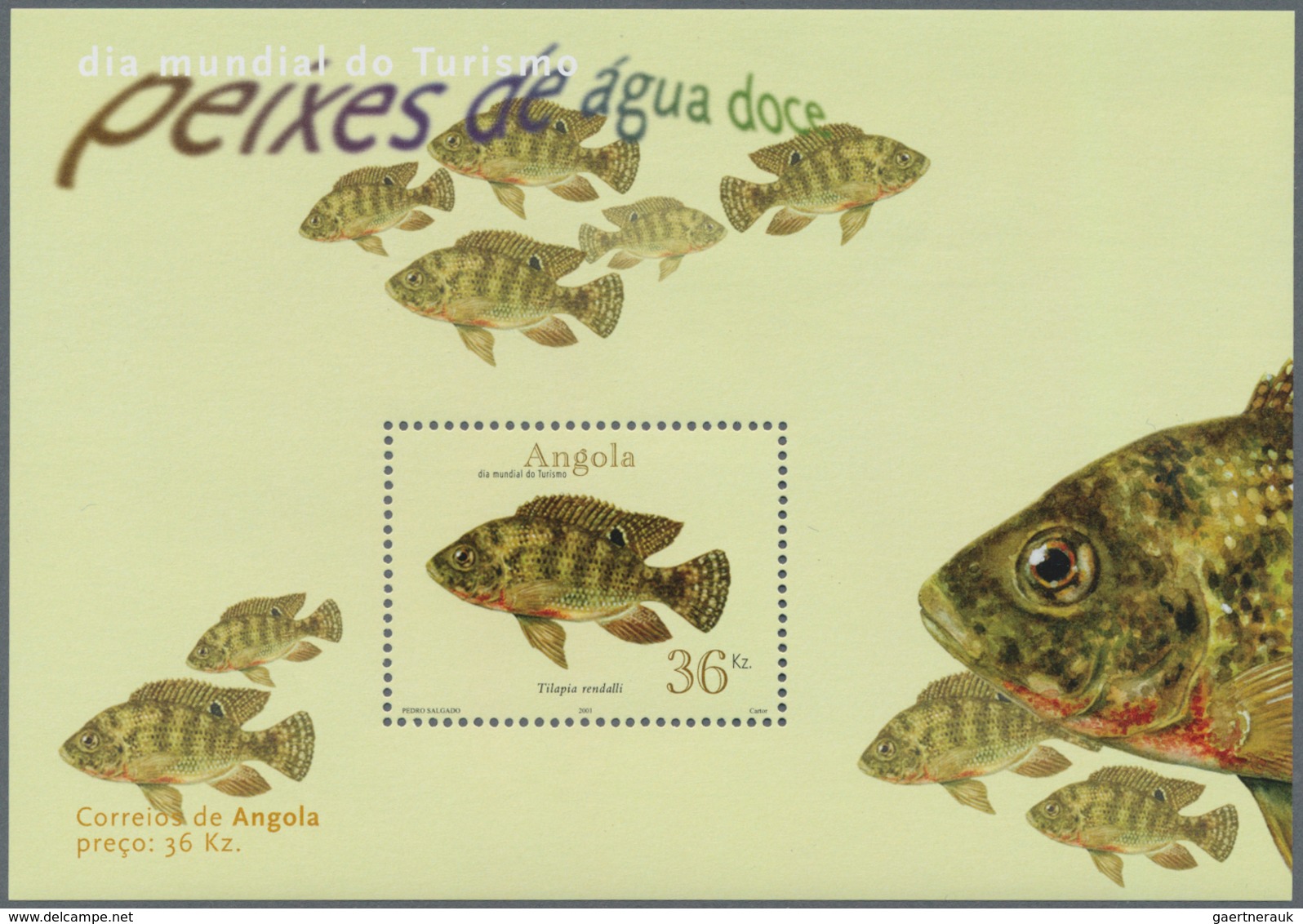 Angola: 2001, FRESH-WATER FISH, Investment Lot Of 500 Souvenir Sheets MNH (Mi.no. Bl. 96 Cat. Val. 3 - Angola
