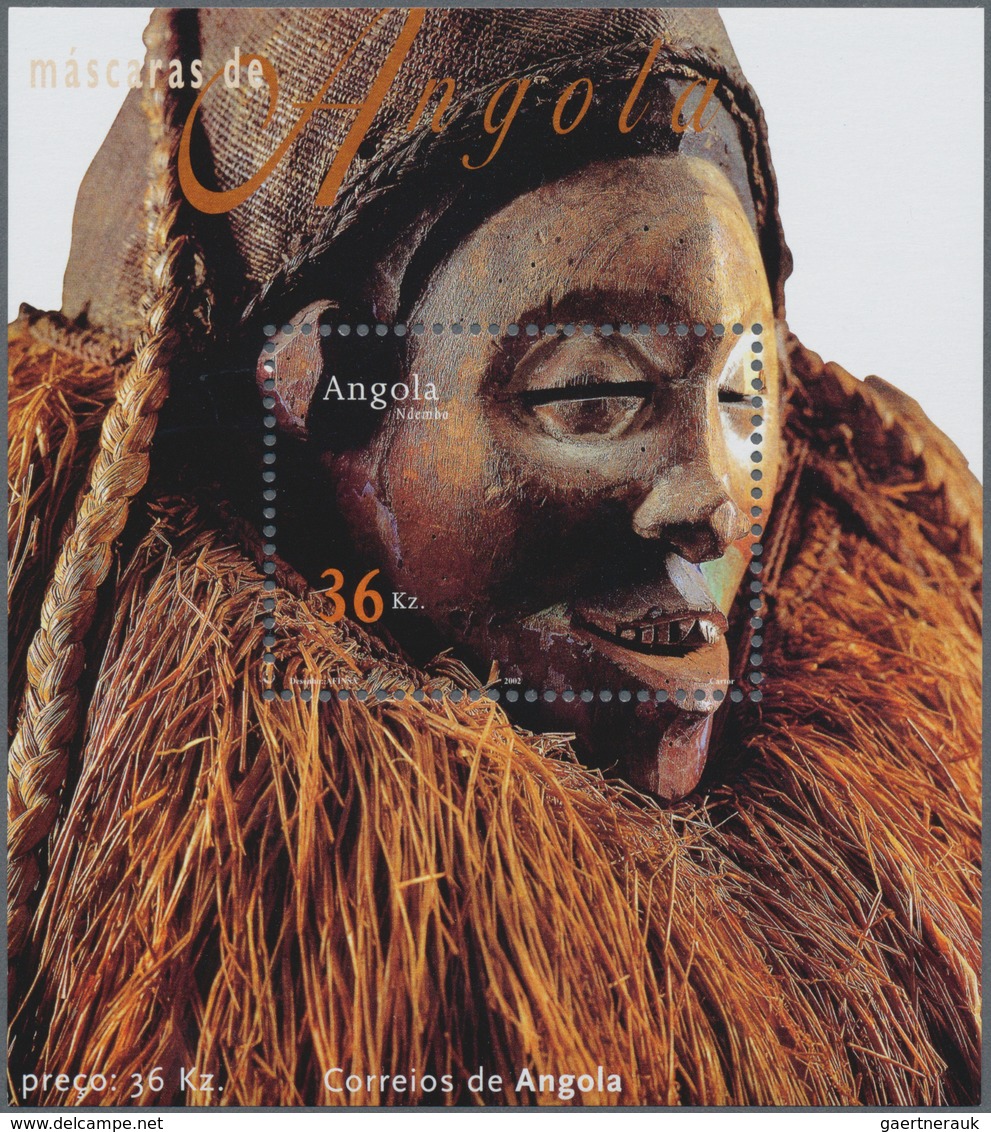 Angola: 2002, MASKS, Investment Lot Of 1000 Souvenir Sheets (Mi.no. Bl.99; Cat. Val. 5500,- €). - Angola