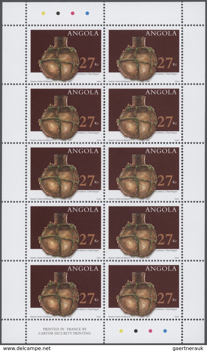 Angola: 2002, POTTERY, Complete Set Of 3 In Sheets, In An Investment Lot Of 1000 Sets Mint Never Hin - Angola