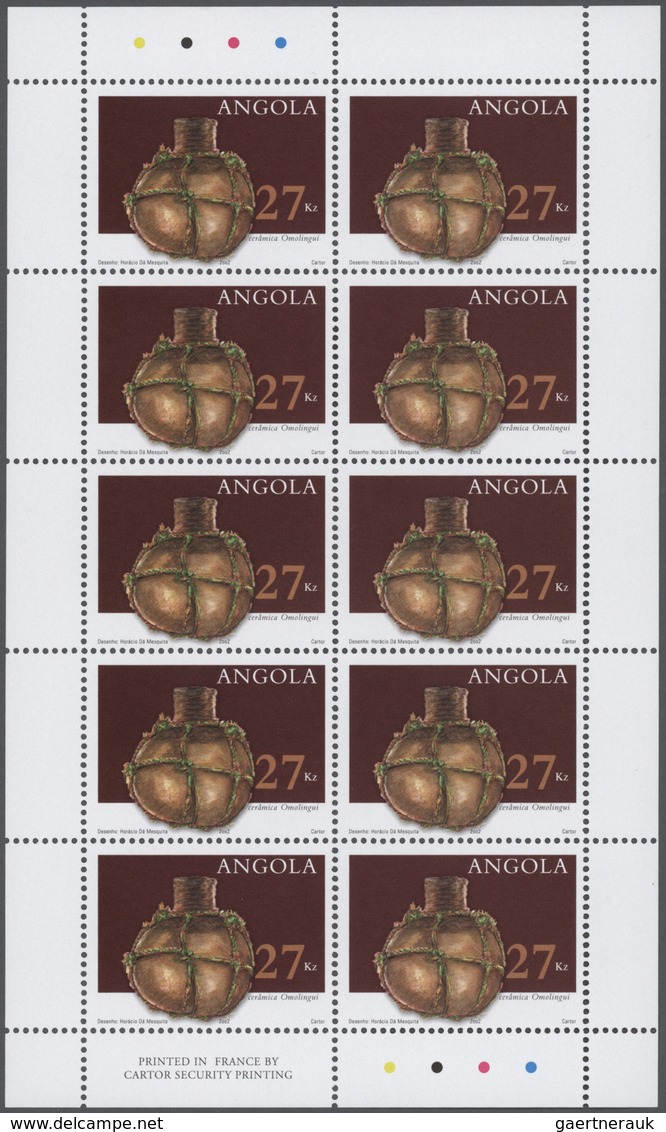 Angola: 2002, POTTERY, Complete Set Of Three In Sheets, In An Investment Lot Of 1000 Sets And 500 Co - Angola