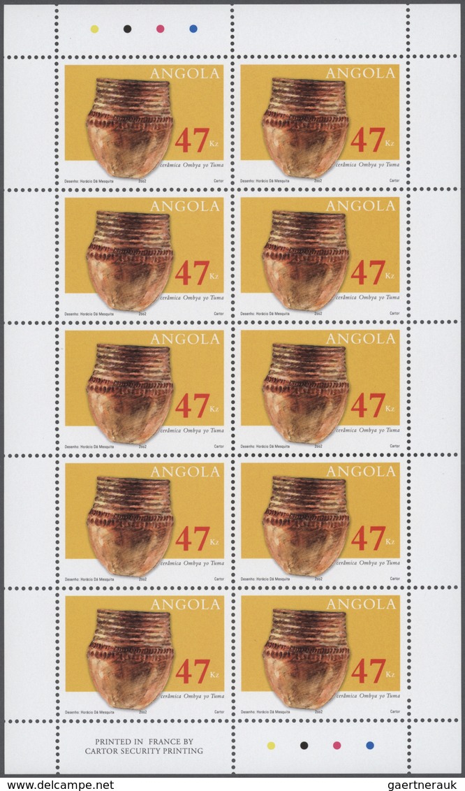 Angola: 2002, POTTERY, Complete Set Of Three In Sheets, In An Investment Lot Of 1000 Sets And 500 Co - Angola