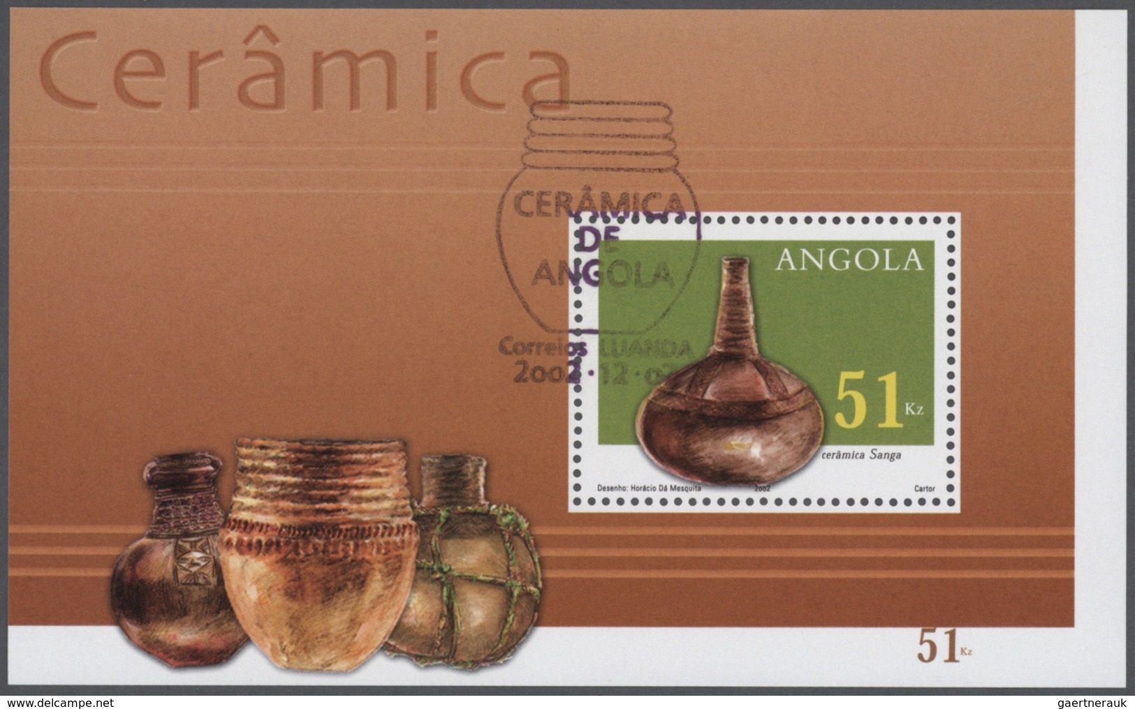 Angola: 2002, POTTERY Souvenir Sheet, Investment Lot Of 1000 Copies Mint Never Hinged (Mi.no. Bl. 10 - Angola