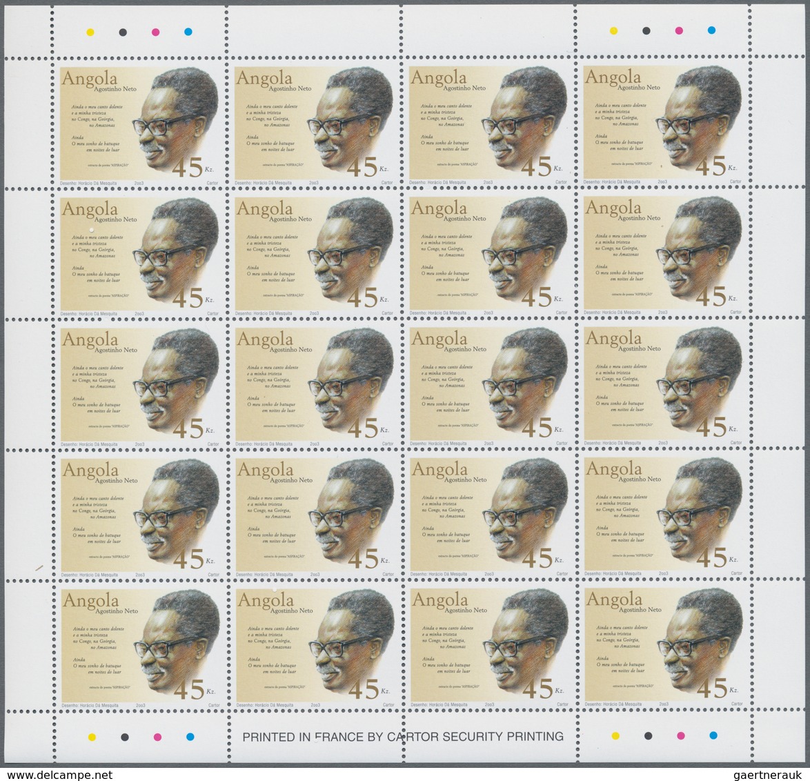 Angola: 2003, LITERATURE/WRITERS, Complete Set Of 2 In An Investment Lot Of 1000 Sets (Mi.no. 1695/1 - Angola